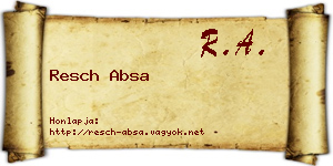 Resch Absa névjegykártya